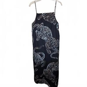 DESMOND & DEMPSEY Jaguar Black INDIA printed nightie cotton dress L
